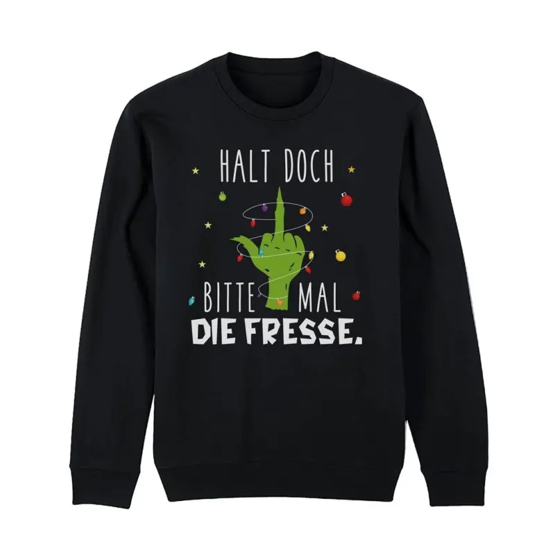 Bild: Weihnachtspullover - Weihnachtsmuffel - Halt doch bitte mal die Fresse. (Mittelfinger).