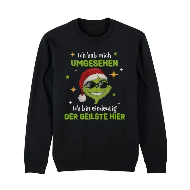 Bild: Weihnachtspullover - Grinch - Ich hab mich umgesehen, ich bin eindeutig der Geilste hier - V2.