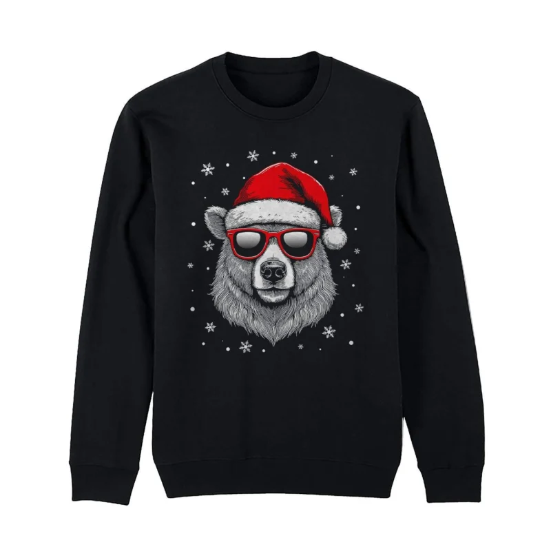 Bild: Weihnachtspullover - Cooler Weihnachtsmann-Eisbär.