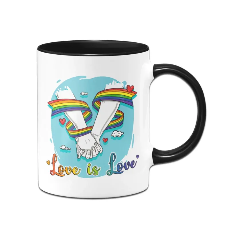 Bild: Tasse - Pride Love is Love Händchen haltend.
