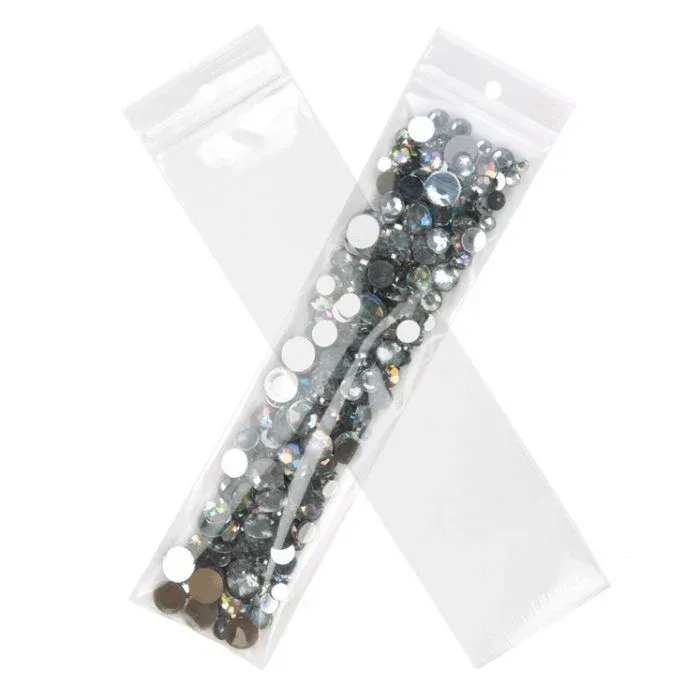 Grip Seal Bags with Hang hole 5x20.5cm Crystal Clear PP 75 micron