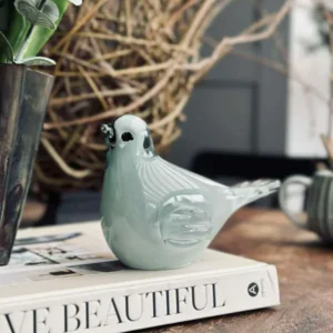LED-Vogel aus mundgeblasenem Glas - Grün