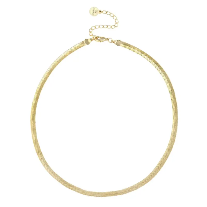 Damen Halskette breit 'Basic' gold
