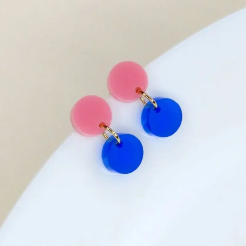 Damen Ohrringe 'Dotty' rosa/tiefblau