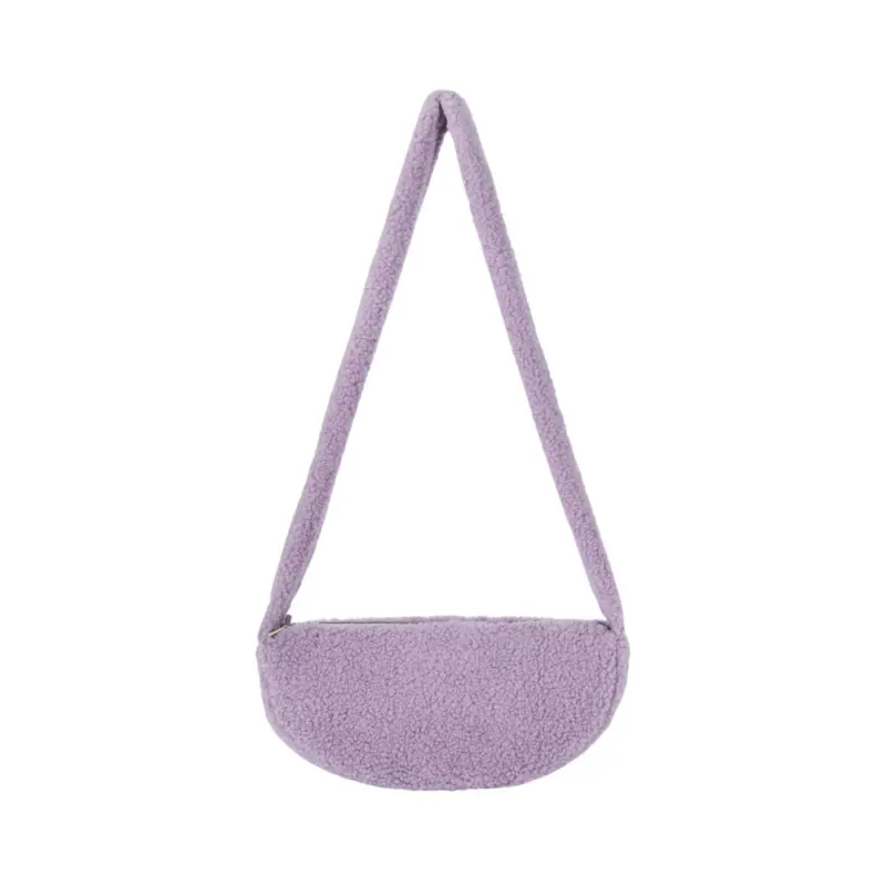 Damen Umhängetasche Hipbag Teddyfell lila