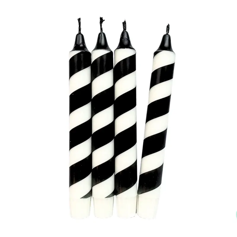 Dip Dye Kerzen 'Swirl schwarz-weiß'