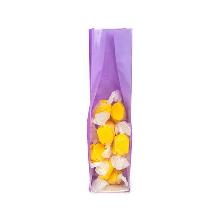 Block Bottom Bags Neon Purple w/ Paper Insert 5,1x5,1x21 cm