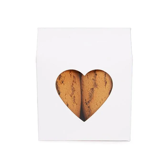 Kraft Gift Boxes White with Heart Window 10,5x4,4x13,3 cm