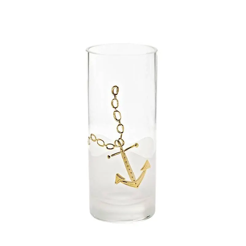 Trinkbecher gold/Anker, Golden Ancher 300ml, aus Glas
