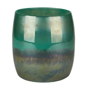 Blumenvase Glas Übertopf Perlmutt grau/grün 22cm