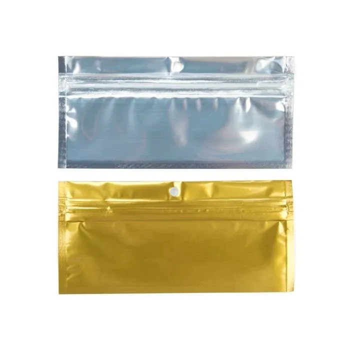 Grip Seal Bags Transparent/Gold 14x4.5cm