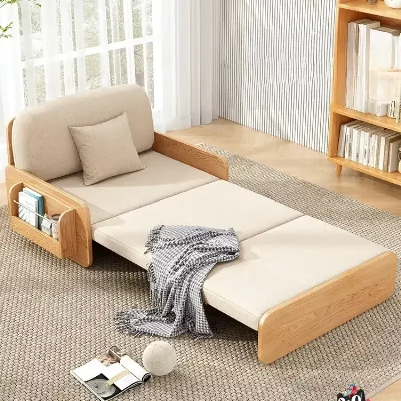 Minimalist Foldable Wooden Japanese Lazy Sofa Bed - Image 0