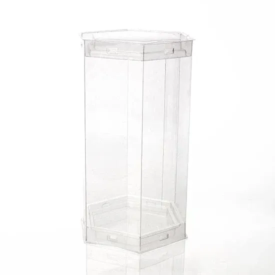 Crystal Clear Pop-up Tube. Hexagon Shaped 8.9 x 7.9 x 15.2cm
