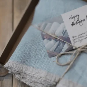 Linen Green Throw Blanket in Organic Gift Box - Epic Linen luxury linen
