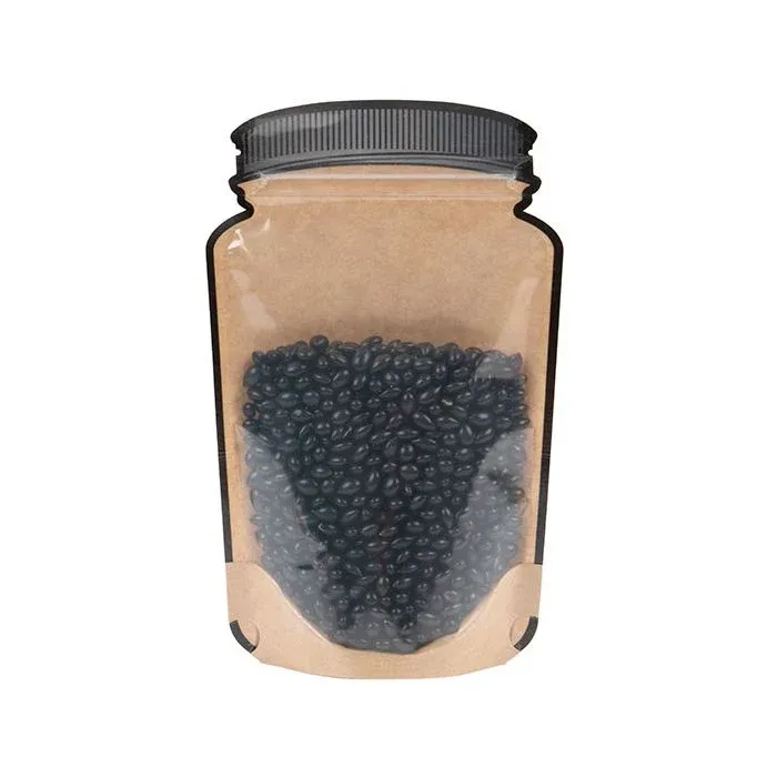 Mason Jar Zipper Pouch Kraft w/ Clear Front 13x7,6x20,6cm