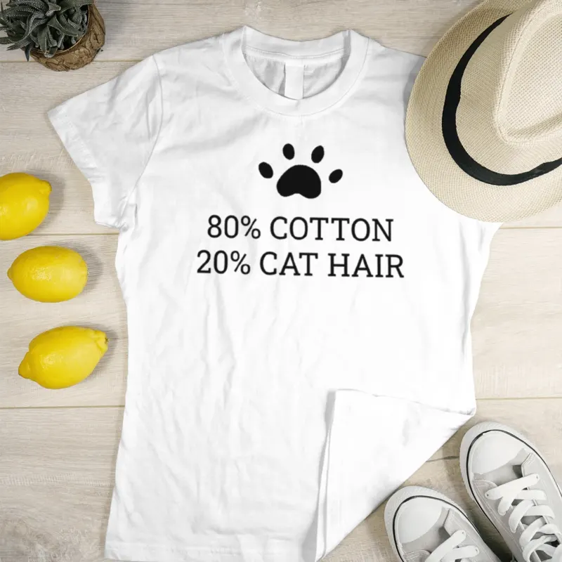 80% Cotton 20% Cat Hair Creative T-Shirt - Image 0