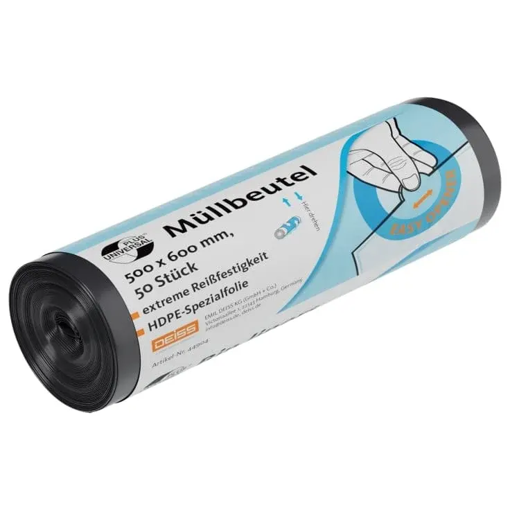 DEISS UNIVERSAL PLUS Müllbeutel 30 Liter, HDPE, grau 1 Karton = 40 Rollen á 2000 Beutel