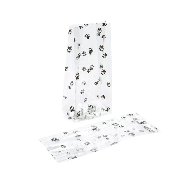 Printed Bags Paws 10.2x6.4x24.1cm with side gusset