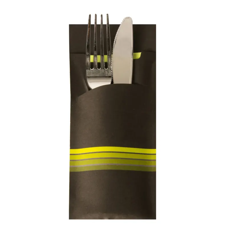 Papstar Bestecktaschen, 20 x 8,5 cm, 2-lagig 1 Packung (520 Stück), Schwarz Limone