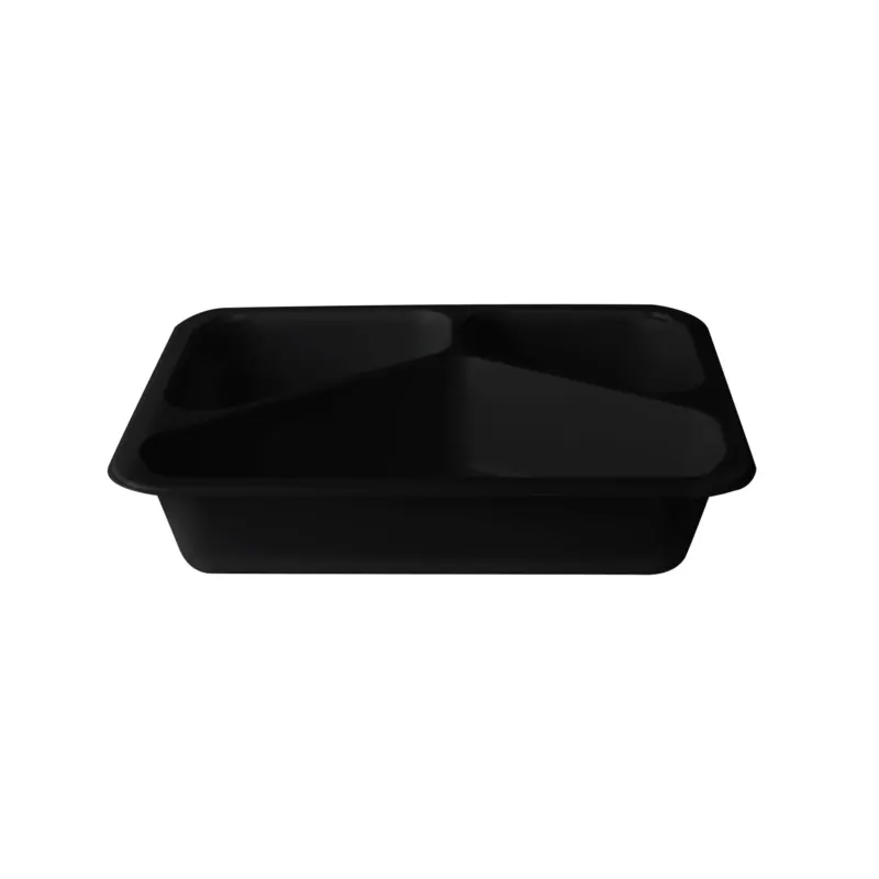 PAPSTAR Mikrowellenschalen Siegelschale, 1095 ml, 3-geteilt 1 Karton (10 Packungen × 50 Stück), Schwarz