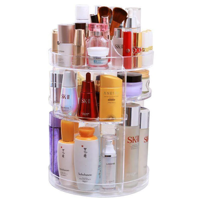 360 Degree Rotation Cosmetic MakeUp Cologne Organizer Box - Image 0