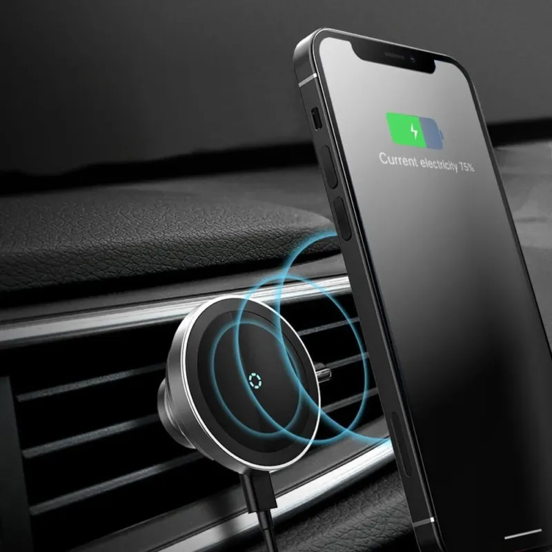Rotating Car Wireless Charger Magnetic Phone Holder - Image 0