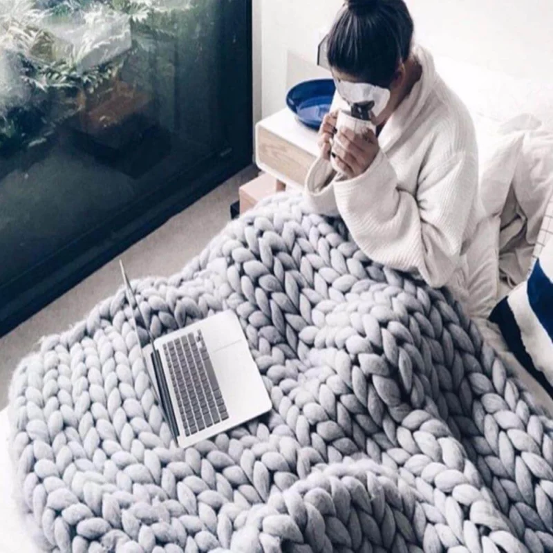 Thick Line Sofa Knitted Blanket - Image 0