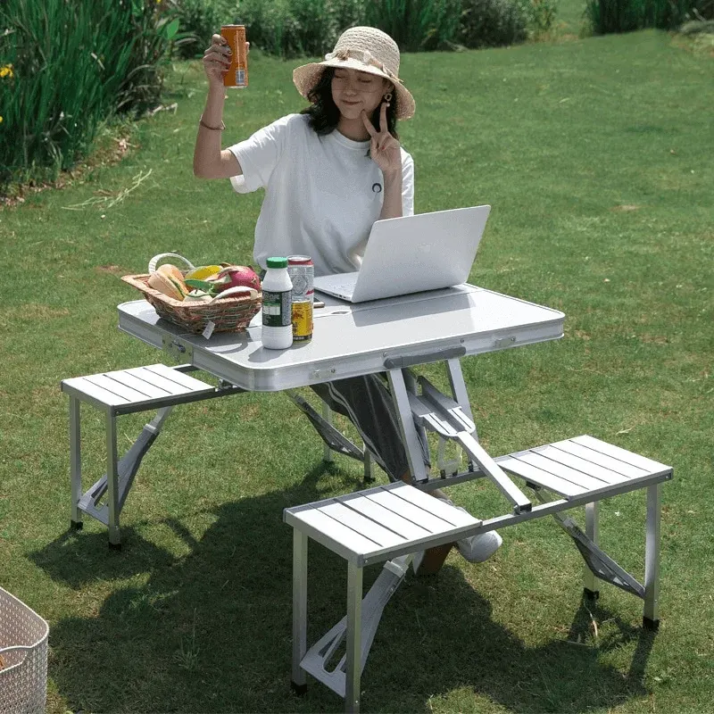 4pcs Portable Outdoor Folding Tables and Chairs One - Image 0