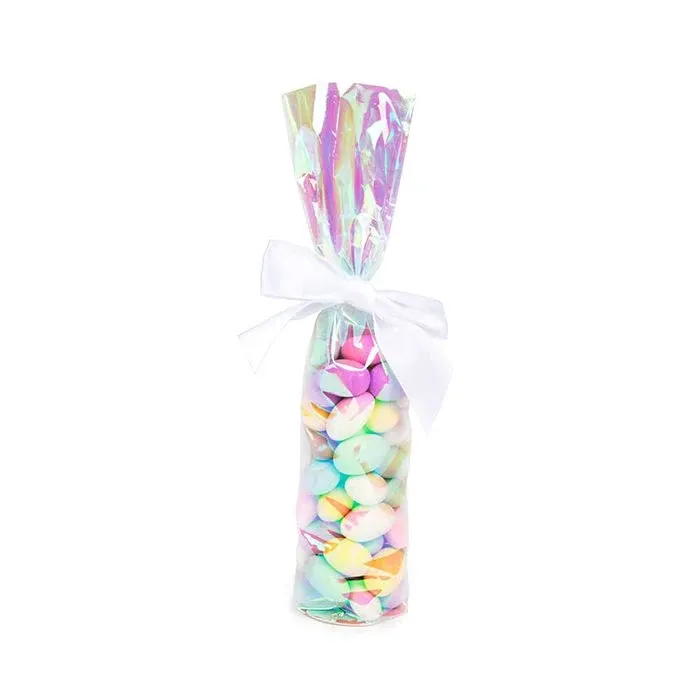 Plastic Bags round Bottom Iridescent 5,1x25,4 cm with paper insert