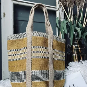 Shopper i kraftig Jute - Sennep - VIAMAJA.DK