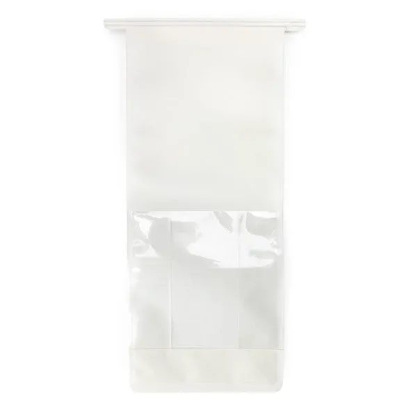 White Box Bottom Tin Tie Gusset Bag 12,7x7,6x30,5cm