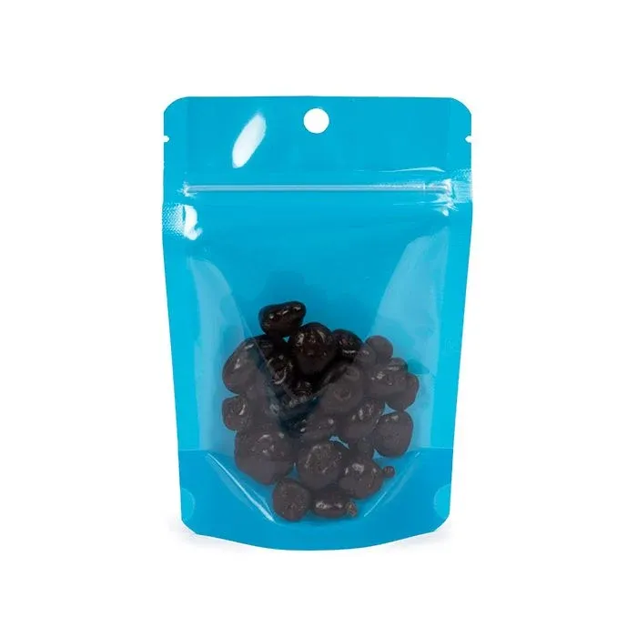 Stand Up Pouches Transparent/Neon Blue 10,2x6x15,2 cm