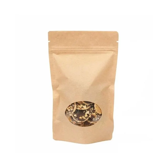 Stand Up Pouches Kraft with oval Window 13x7x20.5cm | 113 grams
