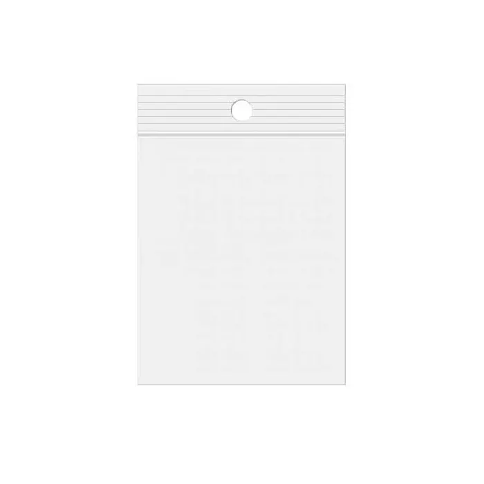 Grip Seal Bags with Hang hole 7.5x10cm Crystal Clear PP 50 micron